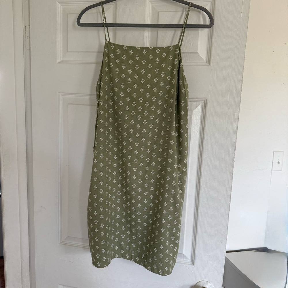 Olive Green Linen Mini Dress